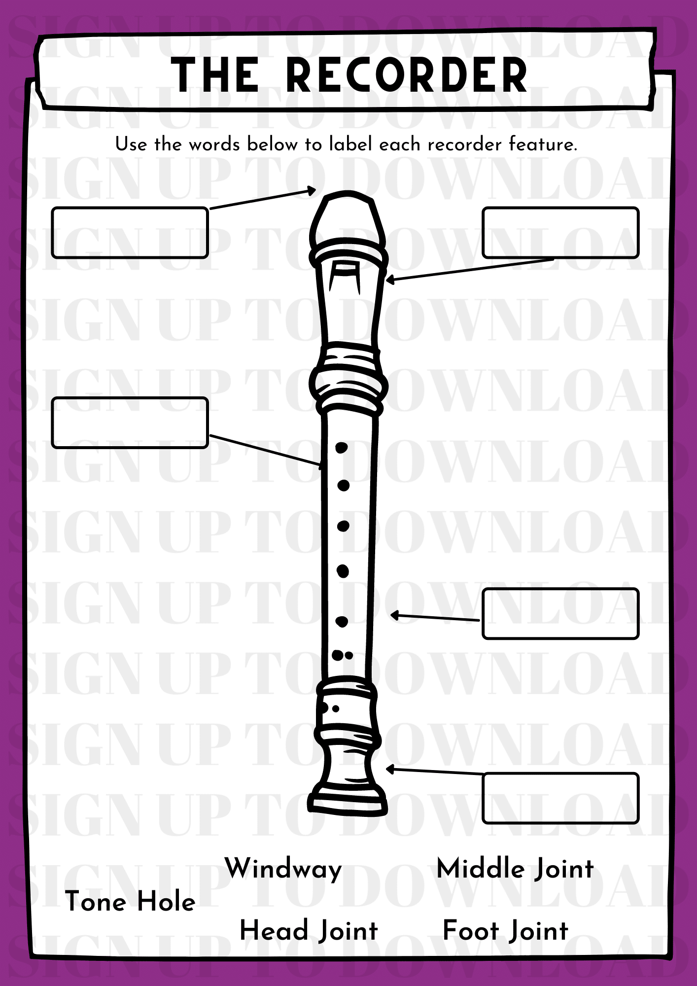 The Recorder Components Worksheet The Musical Me