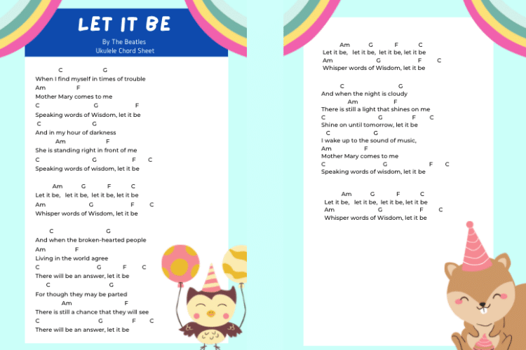 Let It Be Ukulele Chords Sheets // The Musical Me