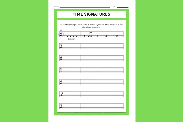 Musical Time Signatures Worksheet // The Musical Me